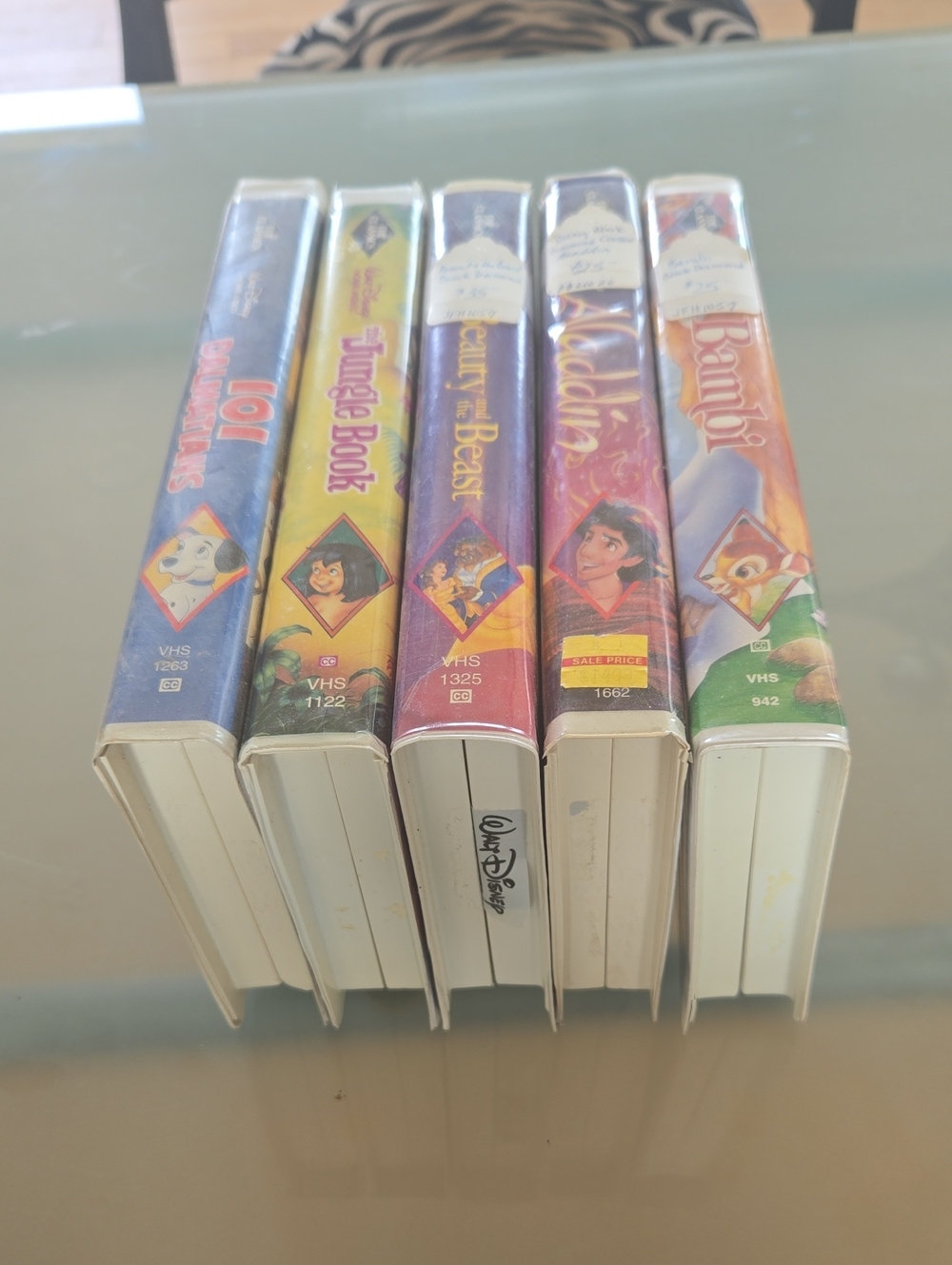 Disney VHS Movie Tape Set - Blue, Yellow, Purple, Orange, Green Spines
